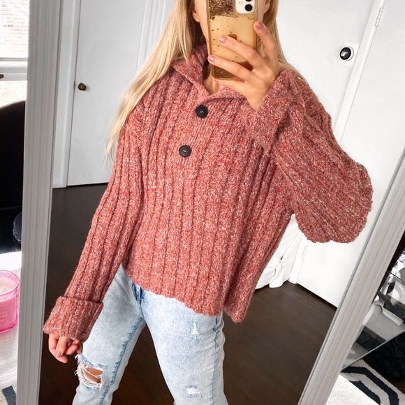 🧶 ZARA RUSTY PINK RIBBED CHUNKY KNIT JUMPER! - Picture 2 of 12